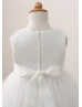 Ivory Sequin Tulle Flower Girl Dress With Double Bow